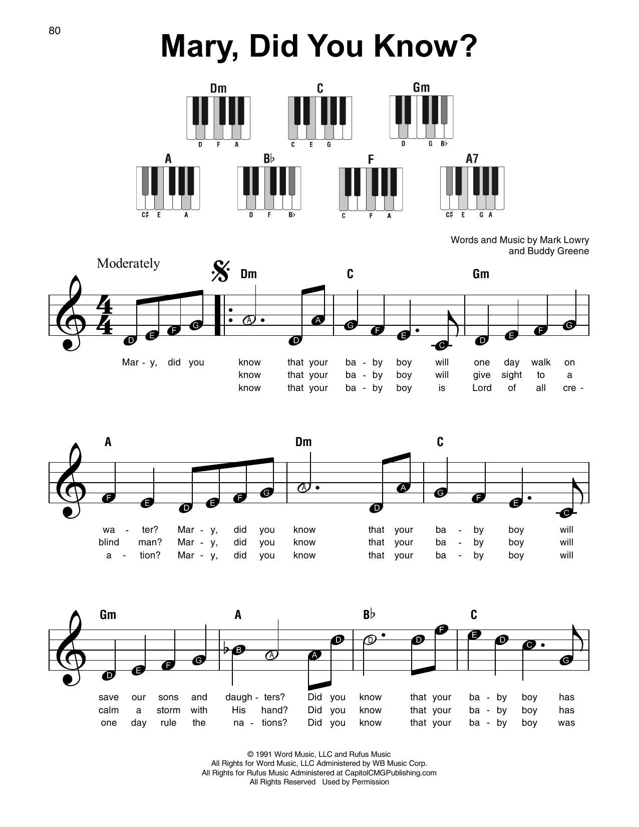 Mary Did You Know By Mark Lowry Sheet Music For Super Easy Piano At Sheet Music Direct