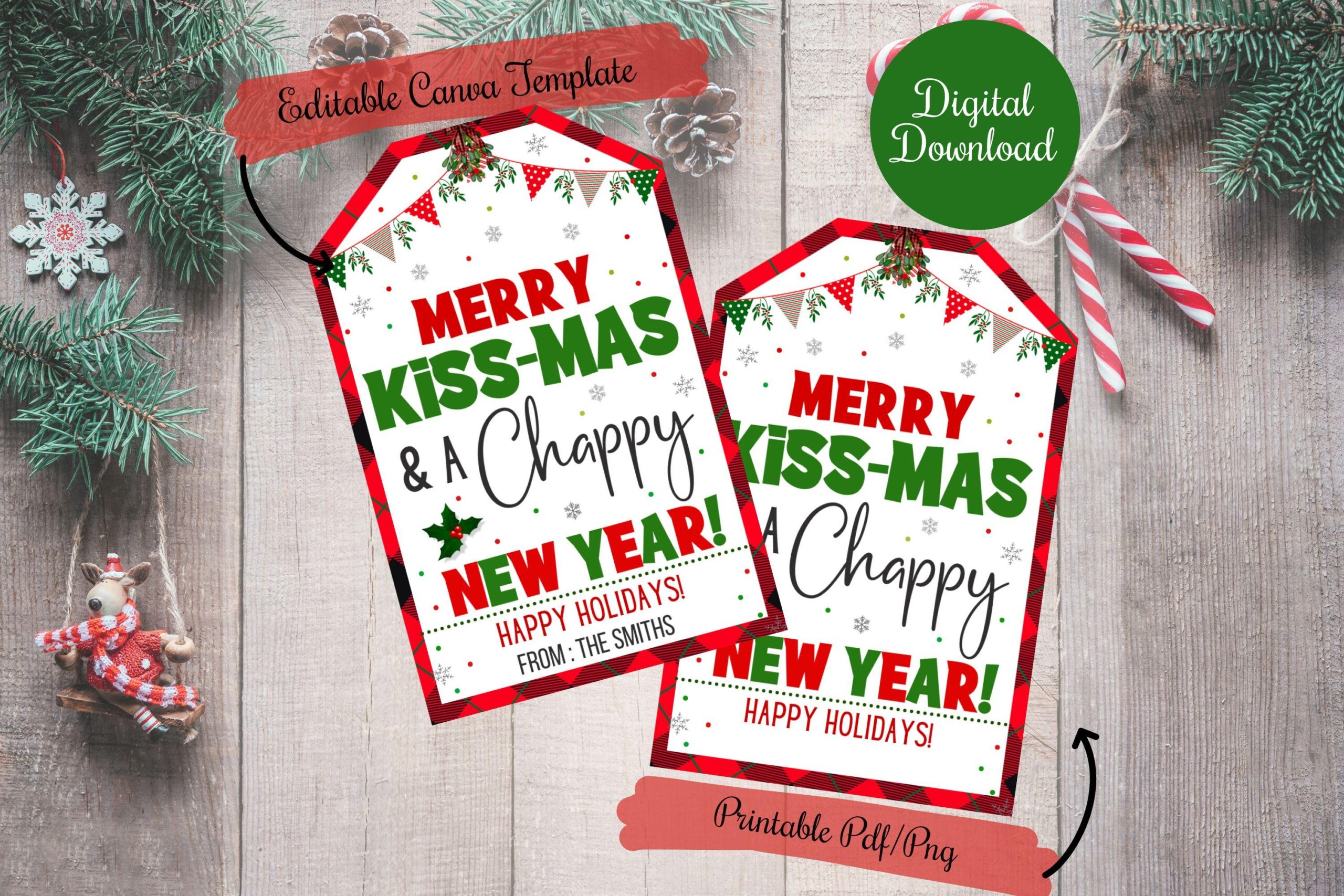Merry Kissmas And A Chappy New Year Gift Tags christmas Lip Balm Chapstick Gift Tags teacher Friends Family Co workers PTO Printable Etsy