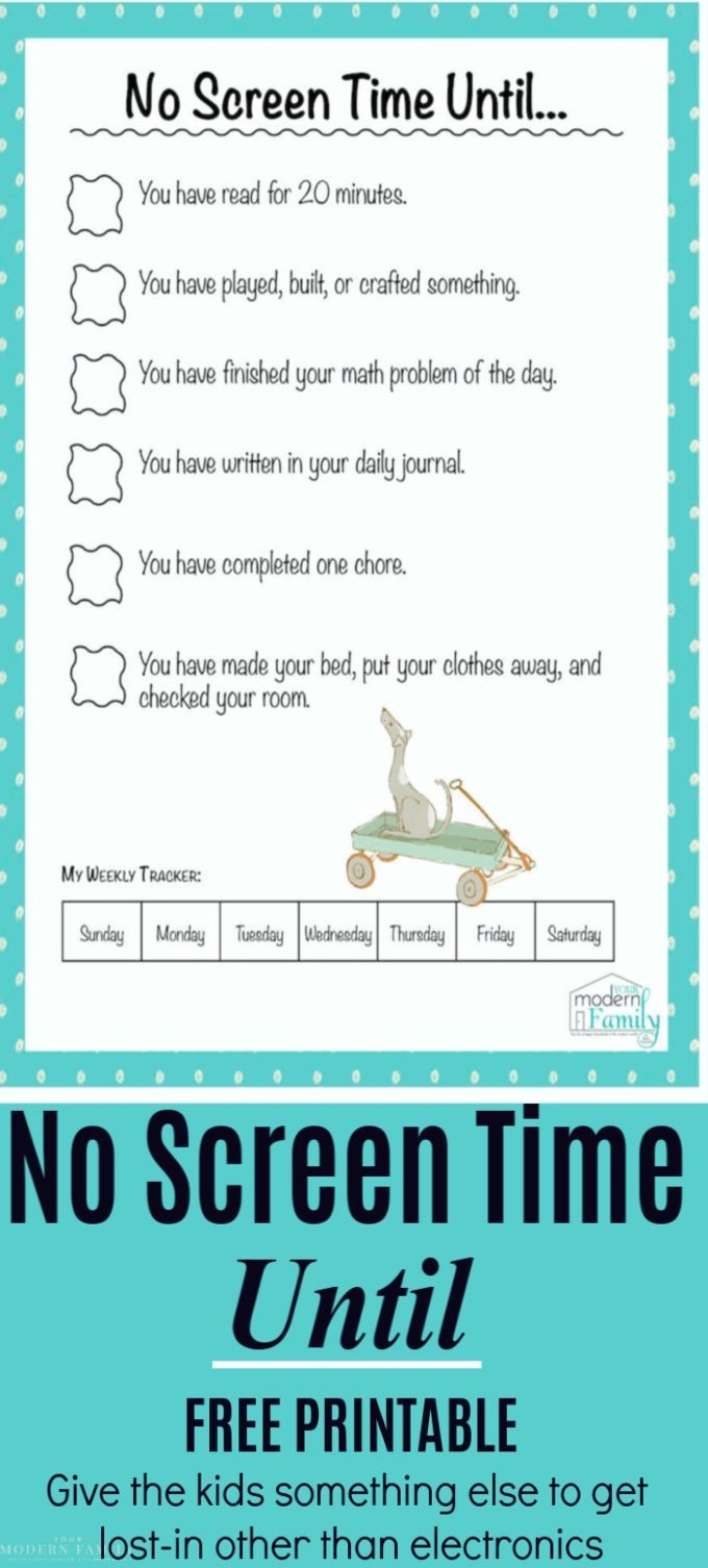 No Screen Time Until Free Printable Sheet a Pre Screentime Checklist Your Modern Family