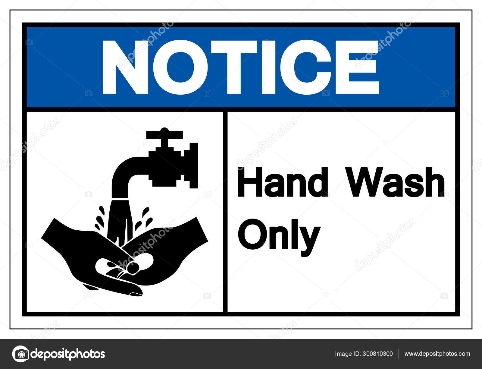 Notice Hand Wash Only Popular Symbol Sign