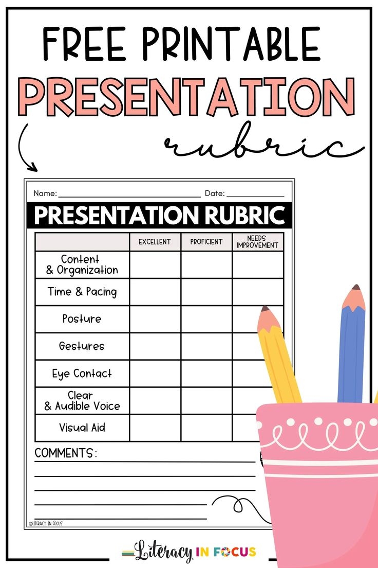 Oral Presentation Rubric Free Printable PDF
