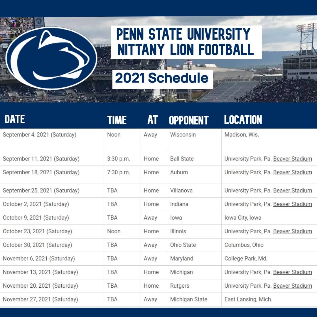 Penn State Football 2025 Schedule