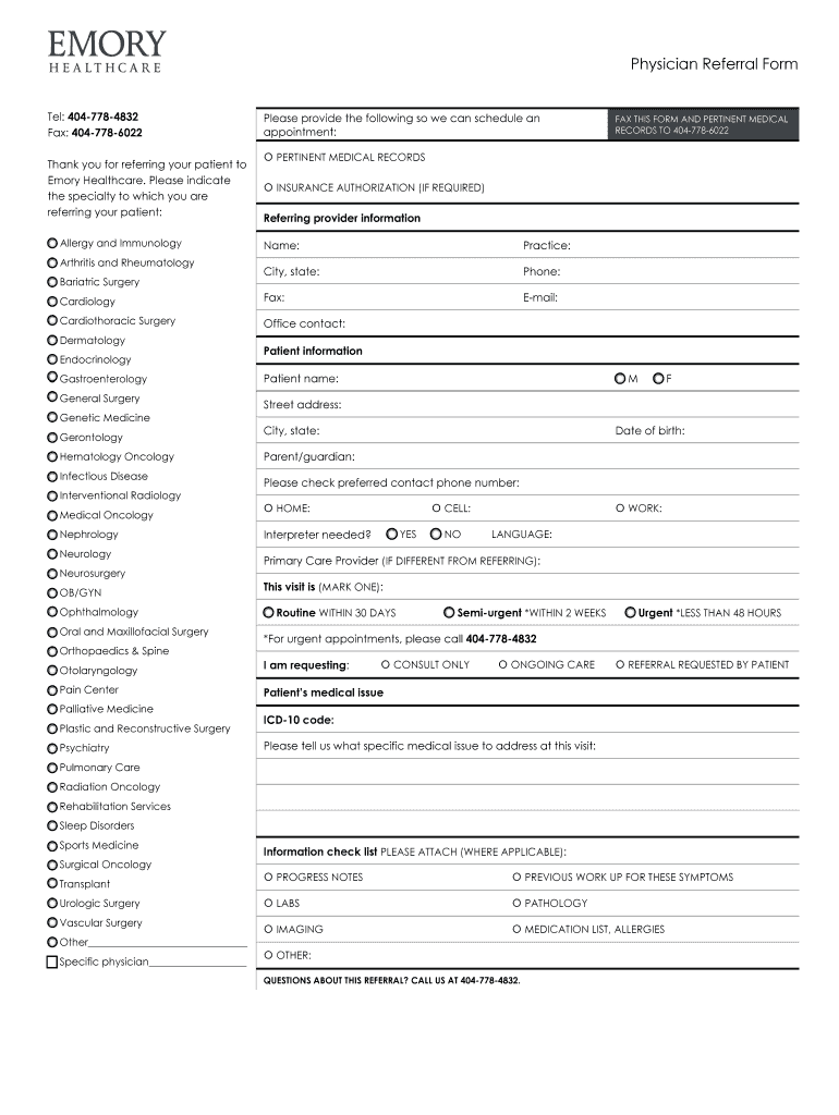Printable Doctor To Doctor Referral Forms