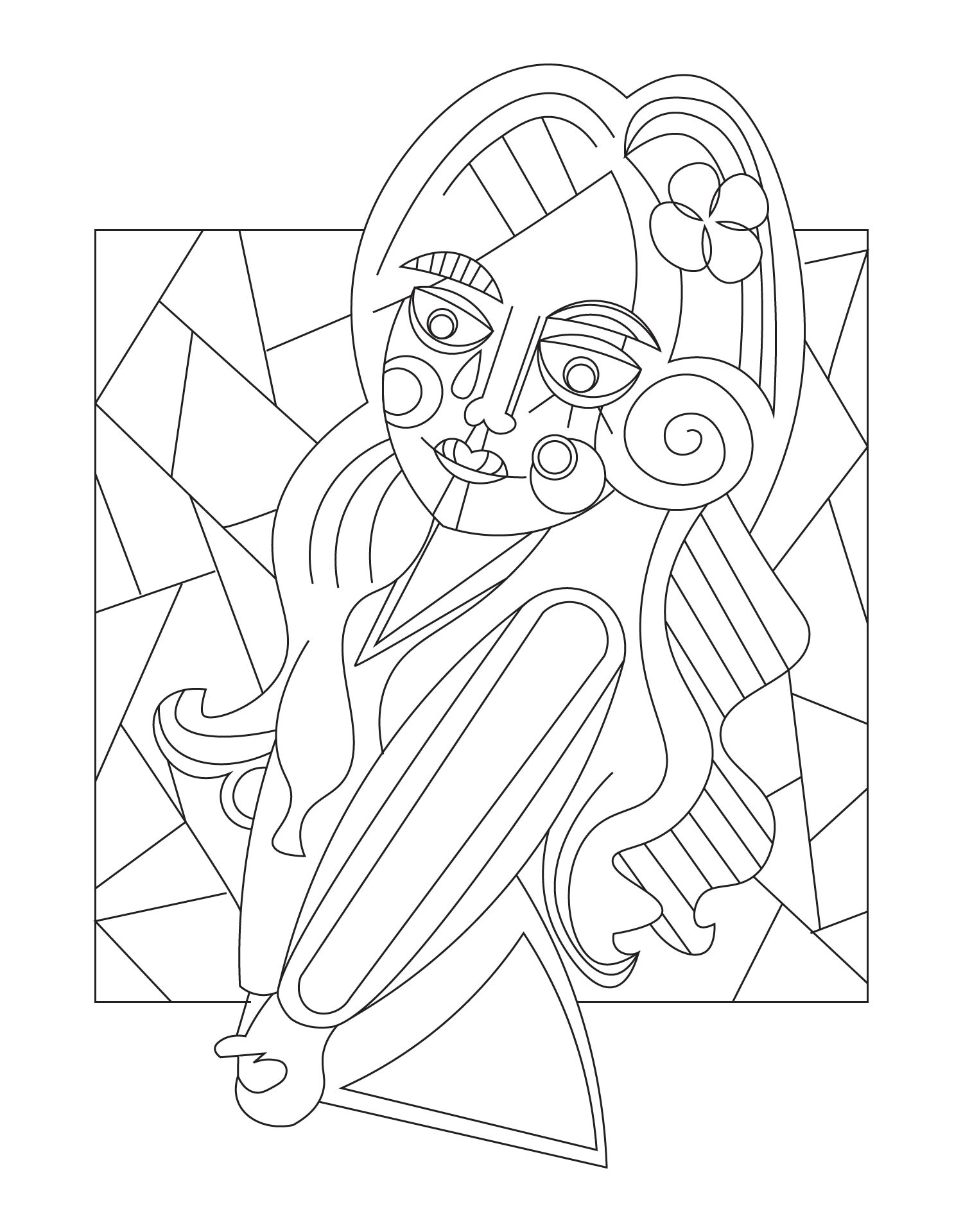 Picasso Cubism Printable Coloring Sheet
