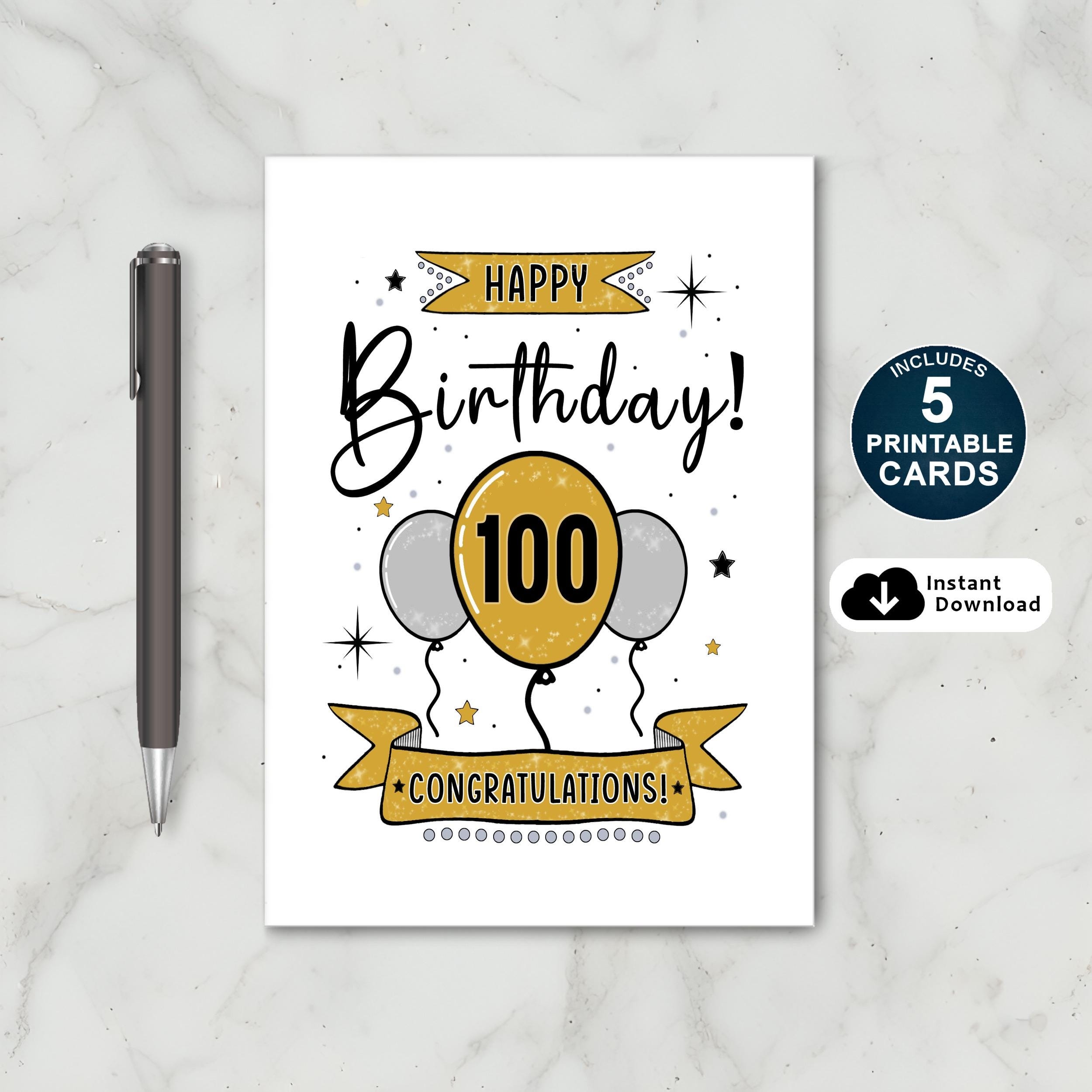 Printable 100th Birthday Card Happy 100th Birthday Card Happy 100th Birthday 100th Birthday Card Happy 100th Birthday Wishes Etsy Canada