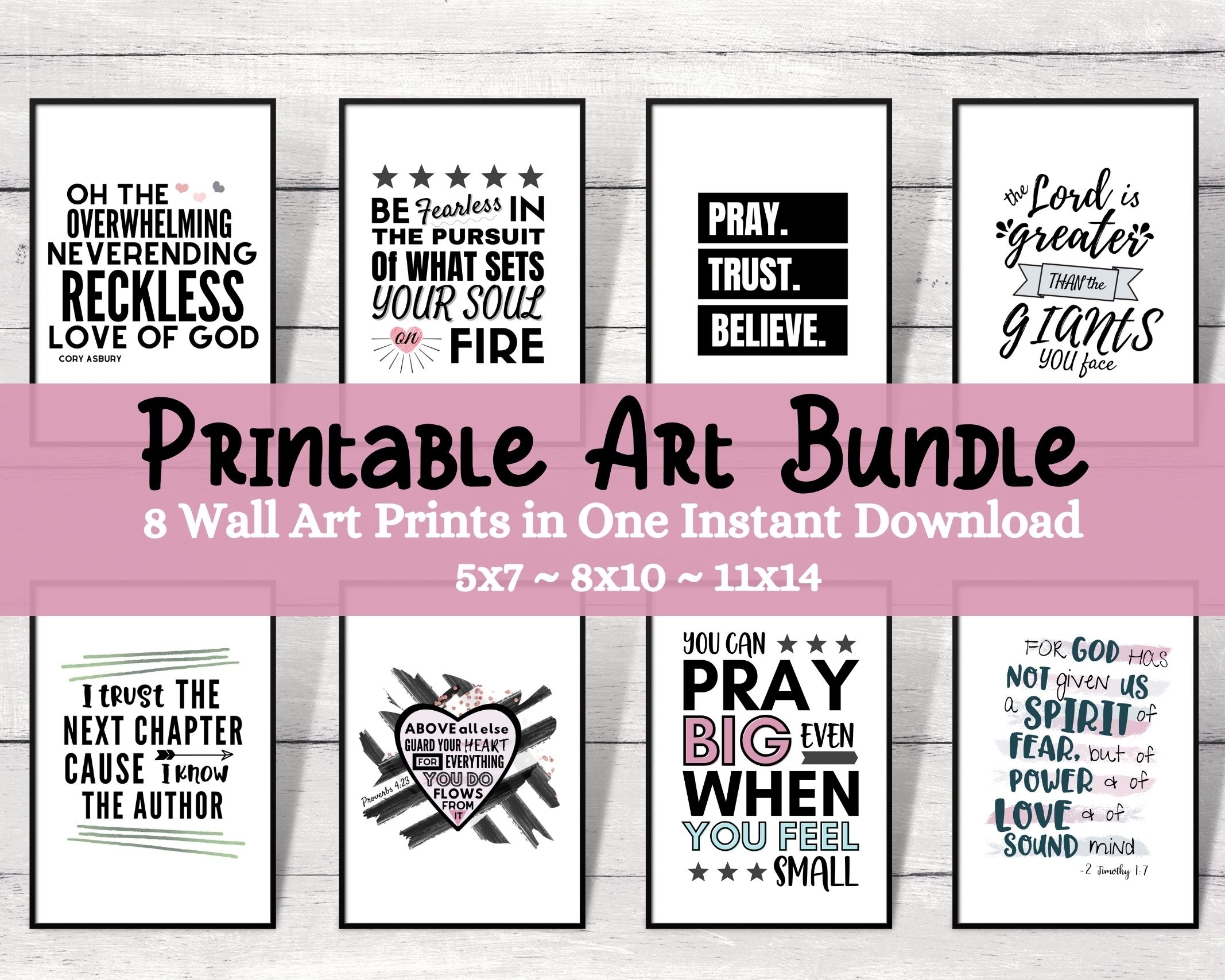 Printable Christian Wall Art Bundle 5x7 8x10 11x14 Forest Rose Creative