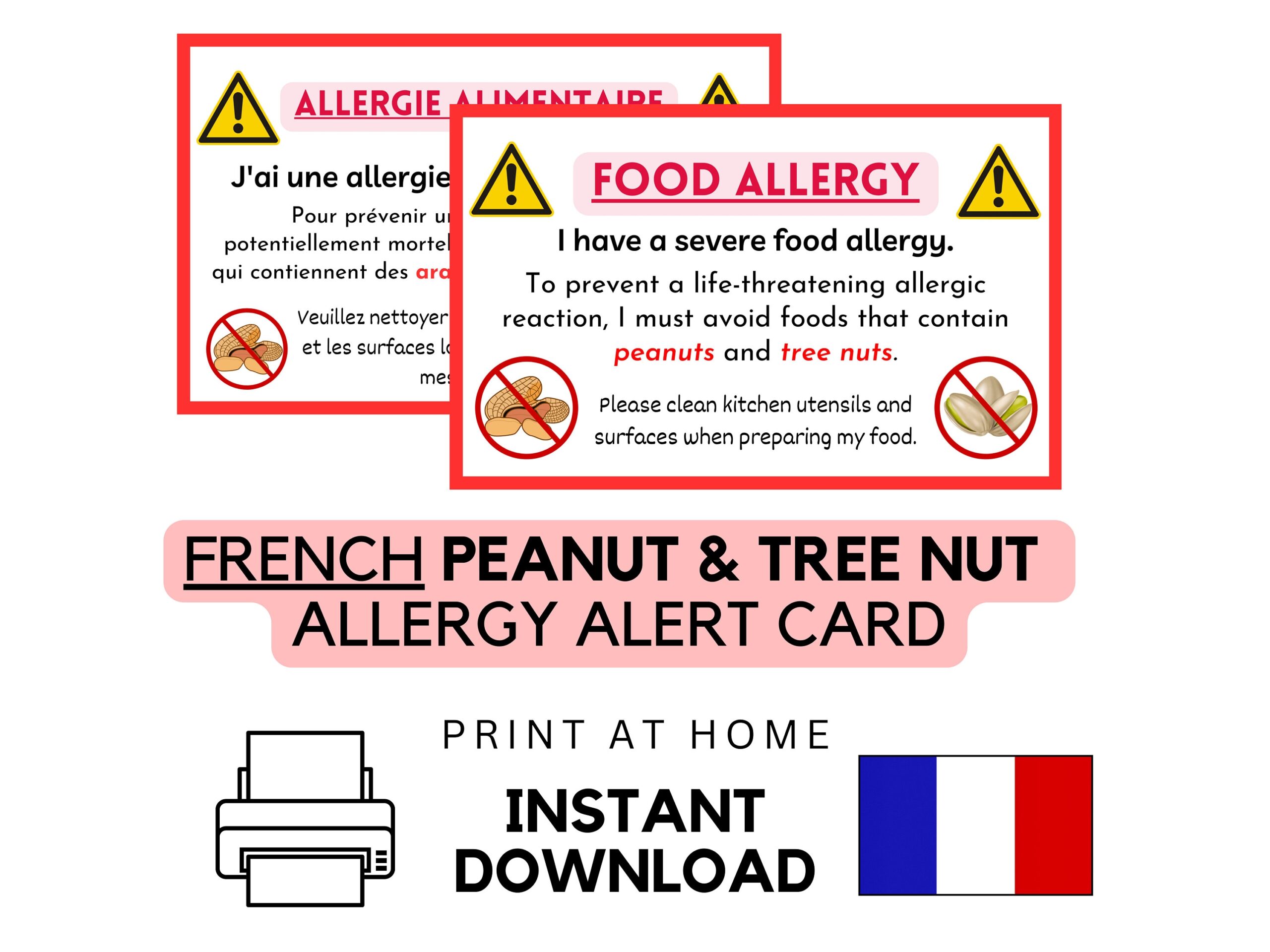 Printable Shellfish Allergy Translation Card French
