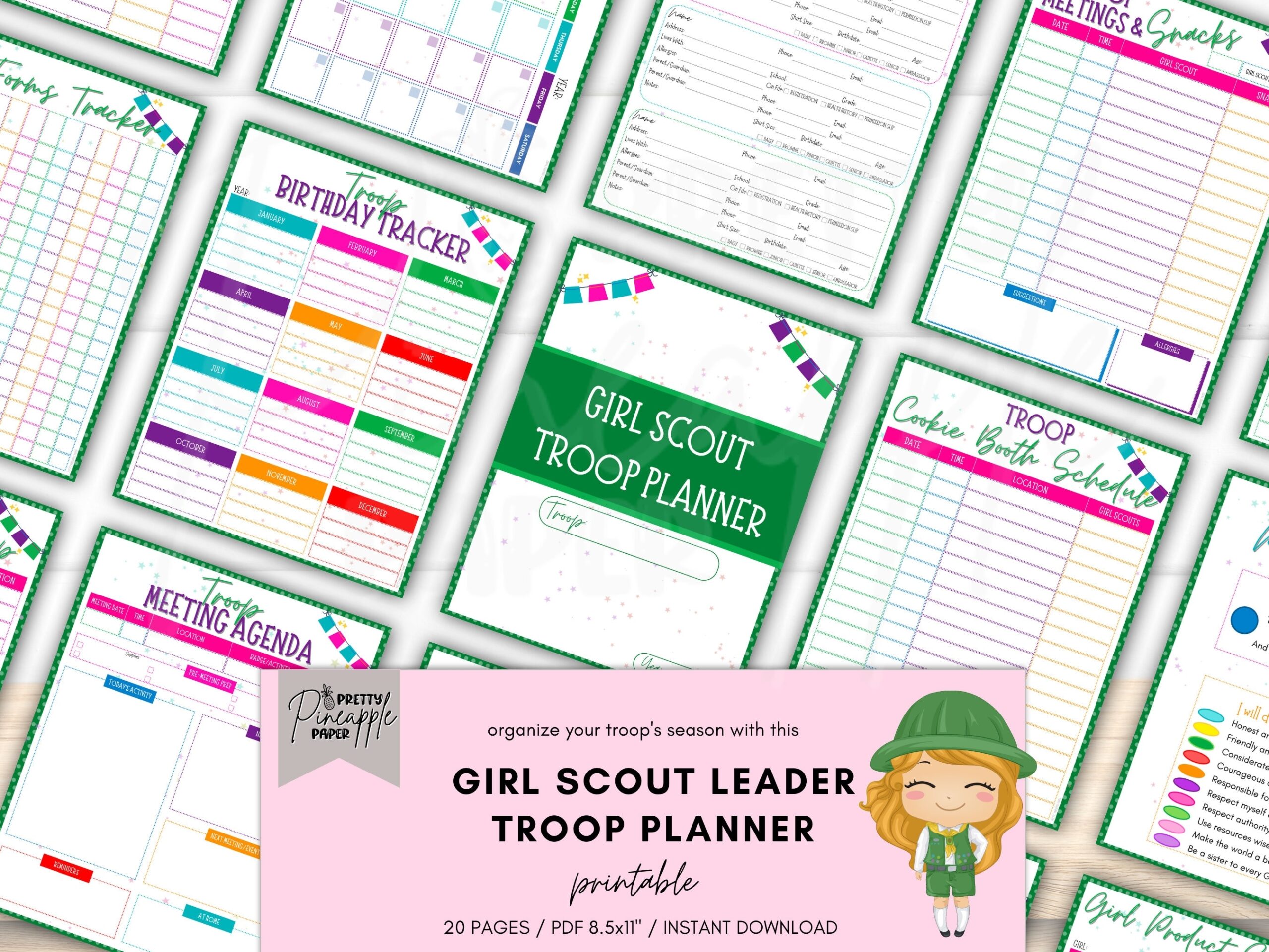 Printable Girl Scout Troop Leader Planner Meeting Notes Instant Digital Download Binder Daisy Brownie Cookie Booth Calendar GS Law Etsy Australia