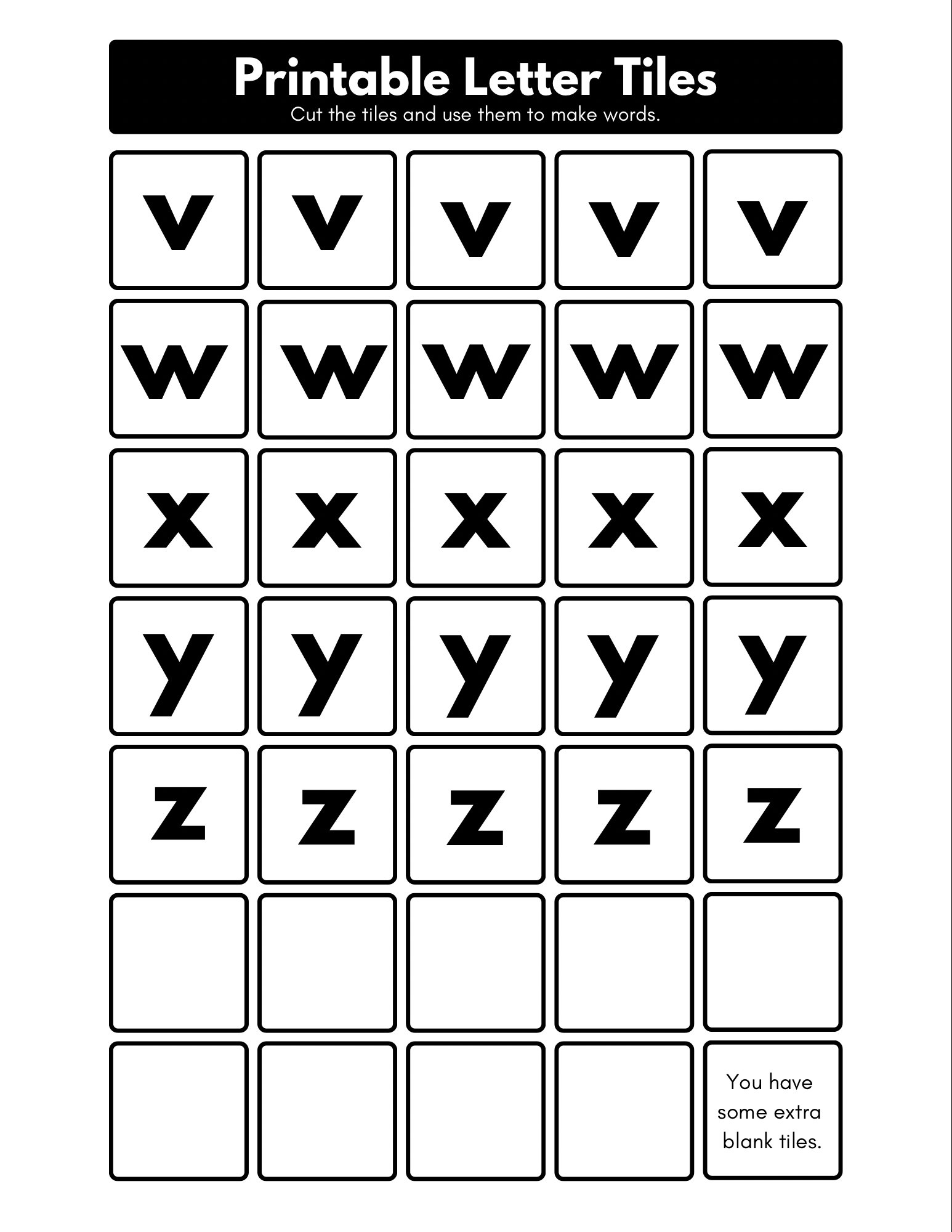 Printable Letter Tiles Etsy