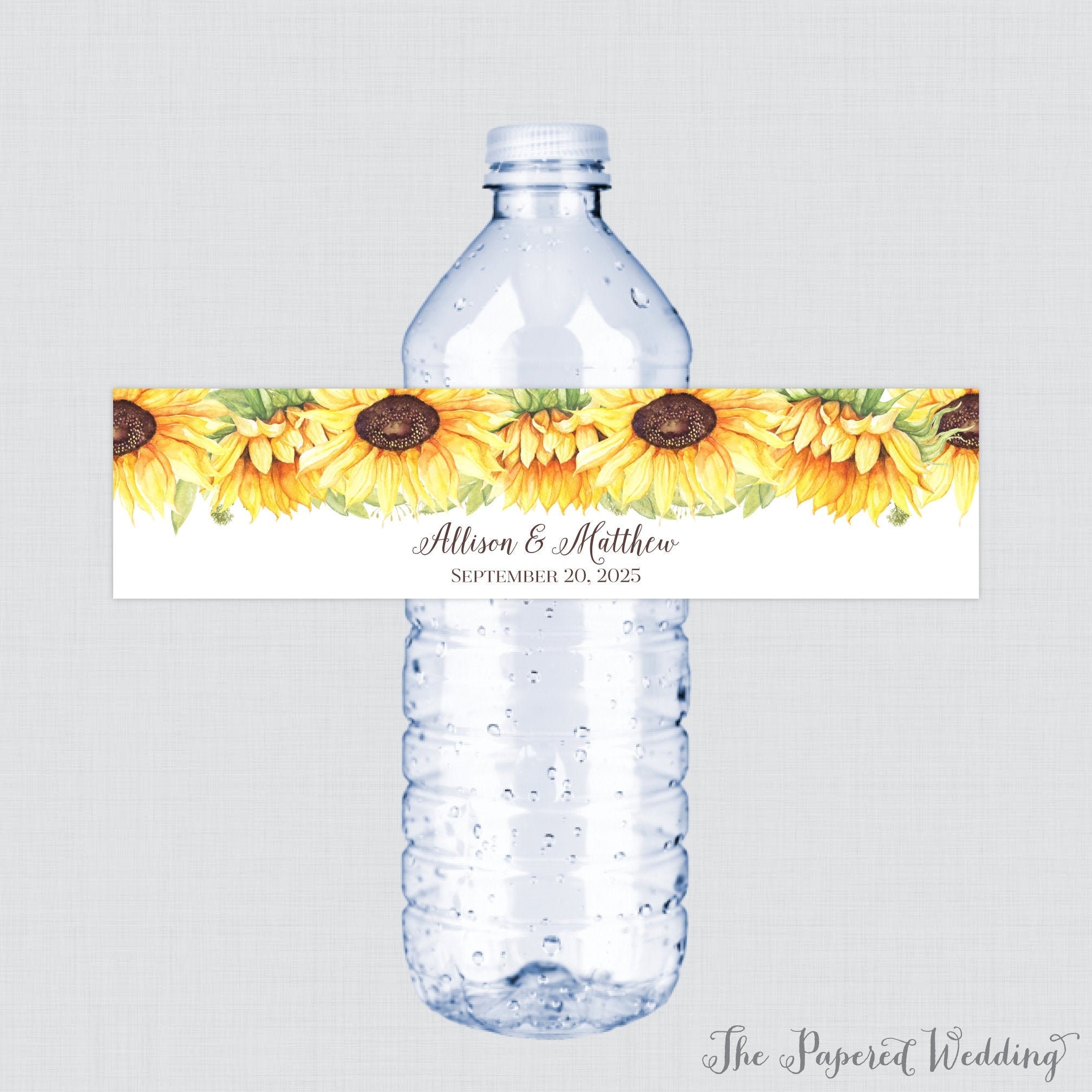 Printable OR Printed Sunflower Wedding Water Bottle Labels Rustic Yellow Sunflower Customized Water Bottle Labels Personalized 0019 A Etsy