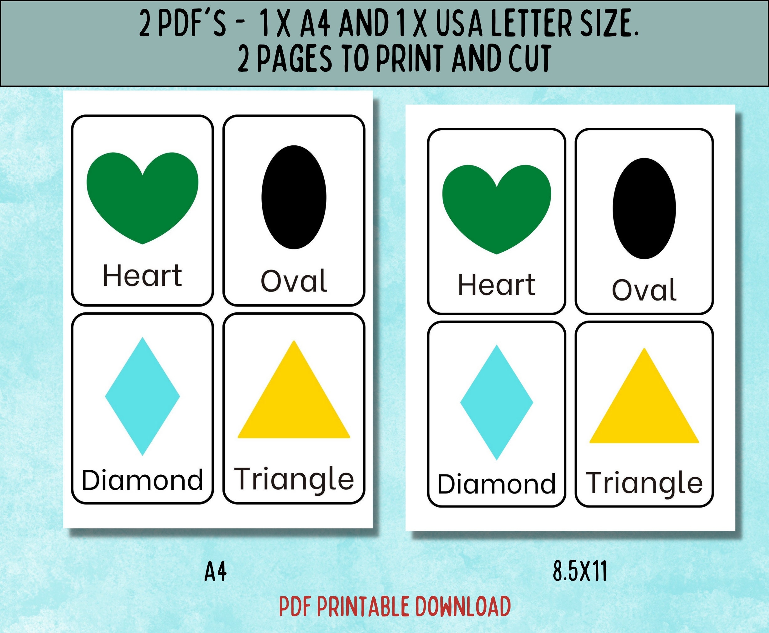 Printable Shape Flashcards Shape Flashcards Homeschool Flashcards Preschool Shape Flashcards Flashcards Geometric Shapes learning Shapes Etsy