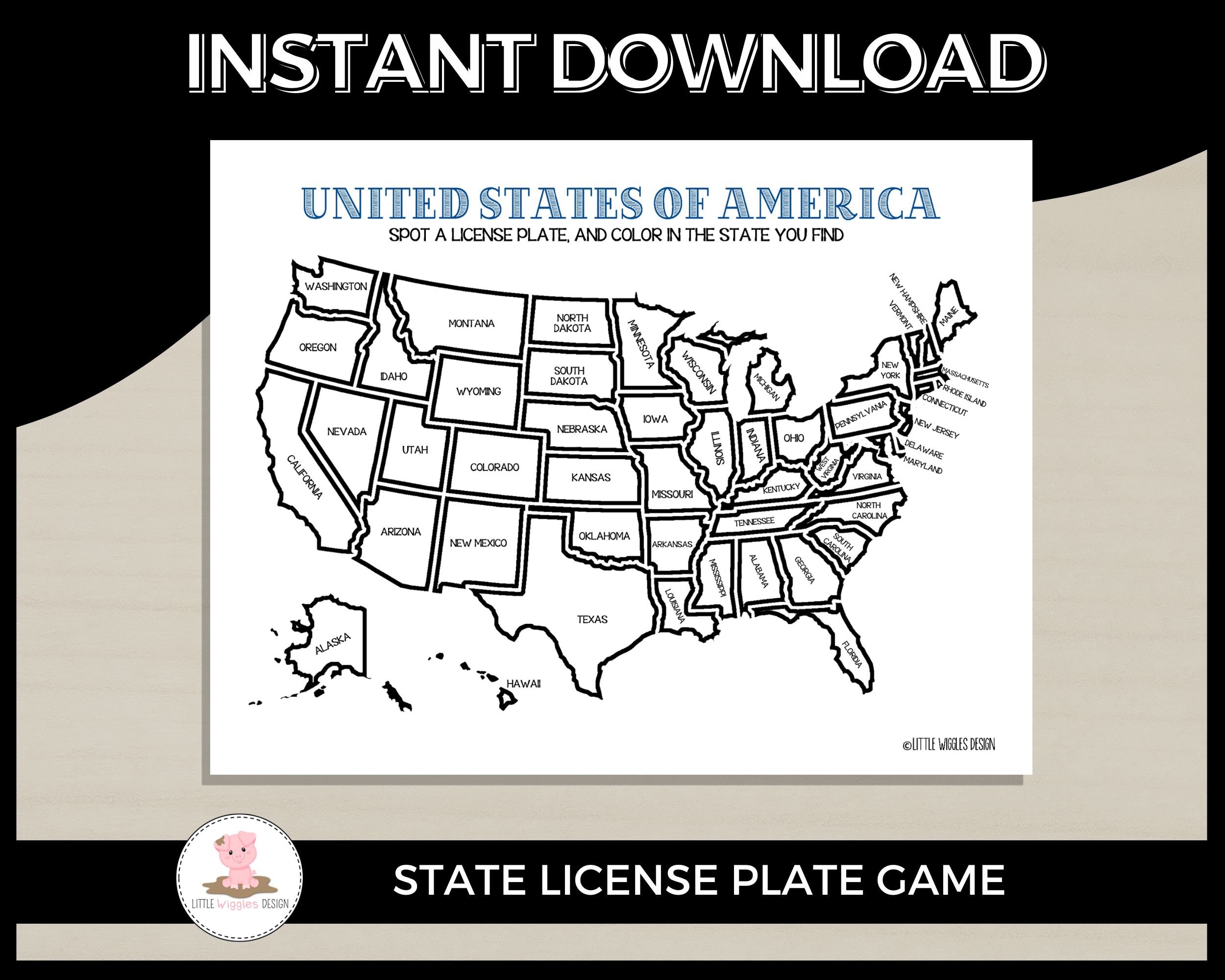 Printable States License Plate Game By Little Wiggles Design Etsy