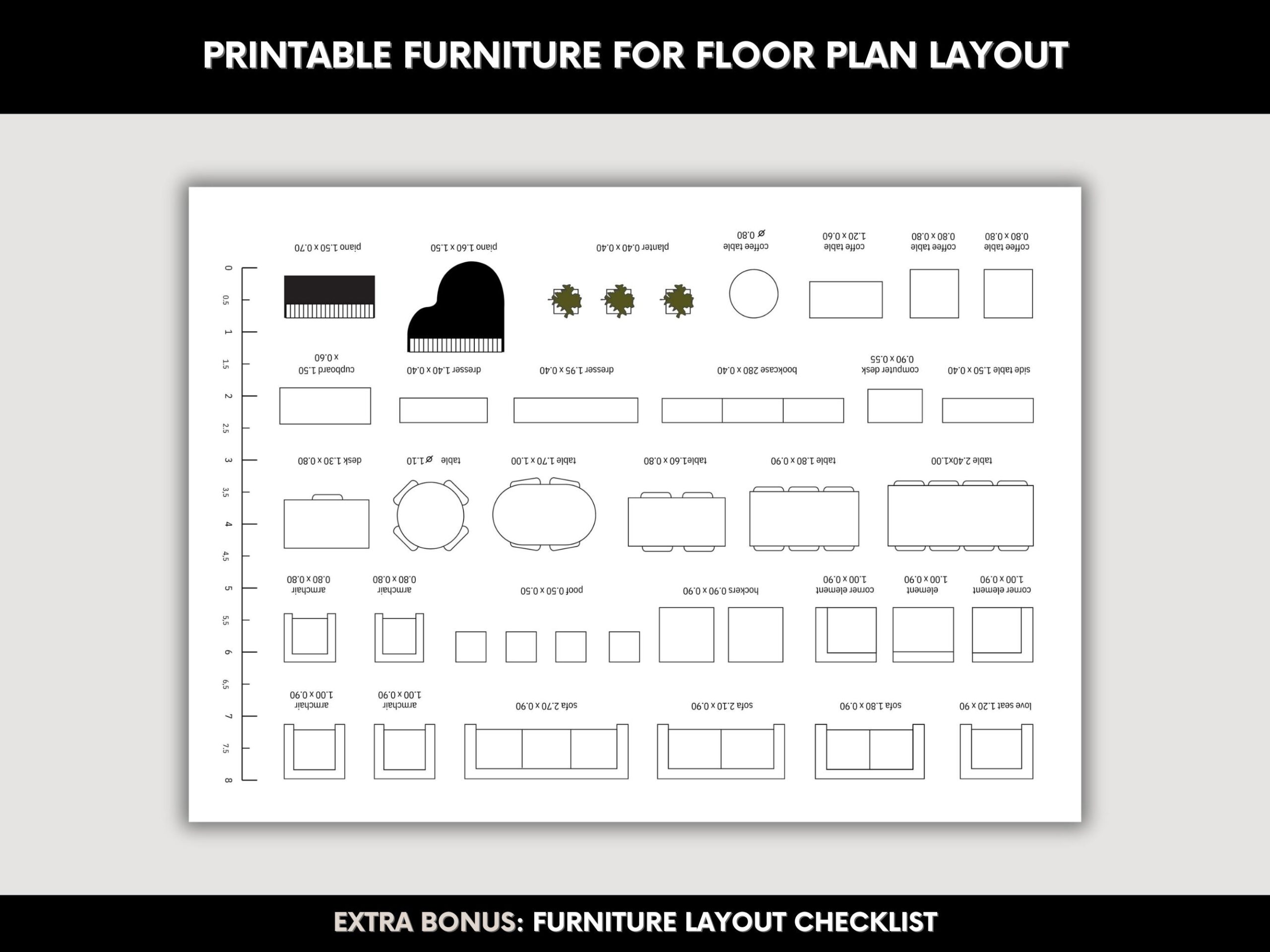 Printable Furniture Templates 1/4 Scale