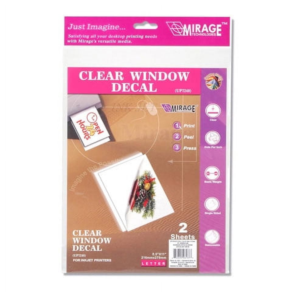 Printable Window Cling Clear 8 5X11 Inkjet 2Sheets Walmart