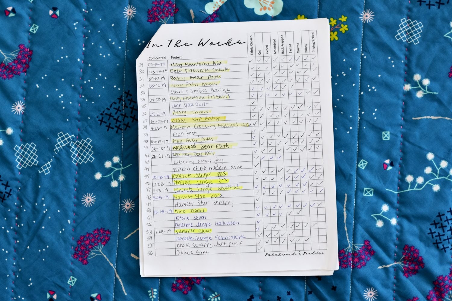 Project Tracker Free Printable Patchwork And Poodles
