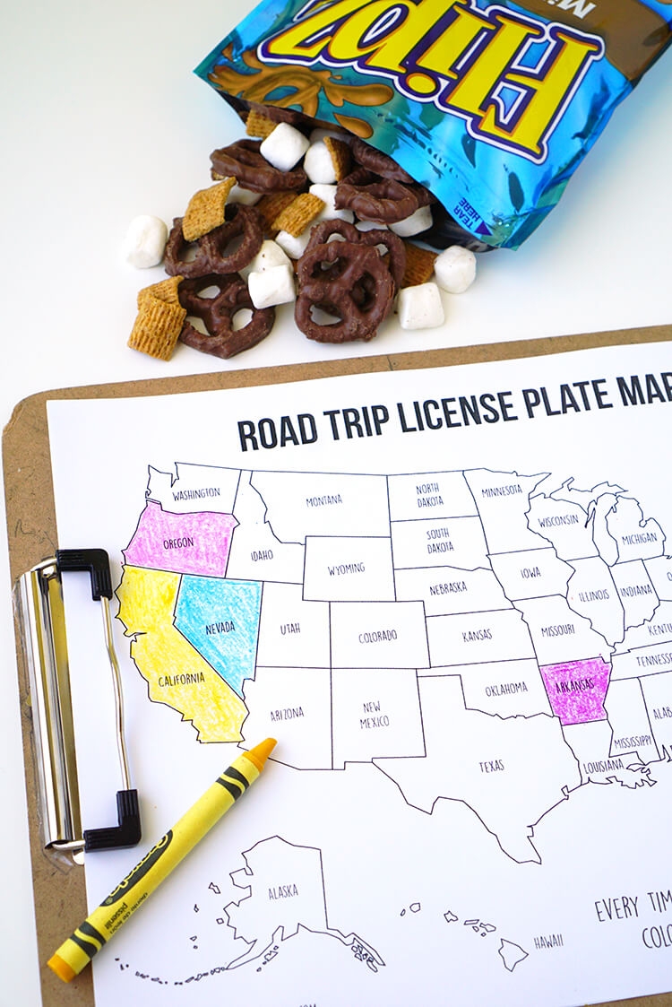 Road Trip Games License Plate Coloring Map Happiness Is Homemade