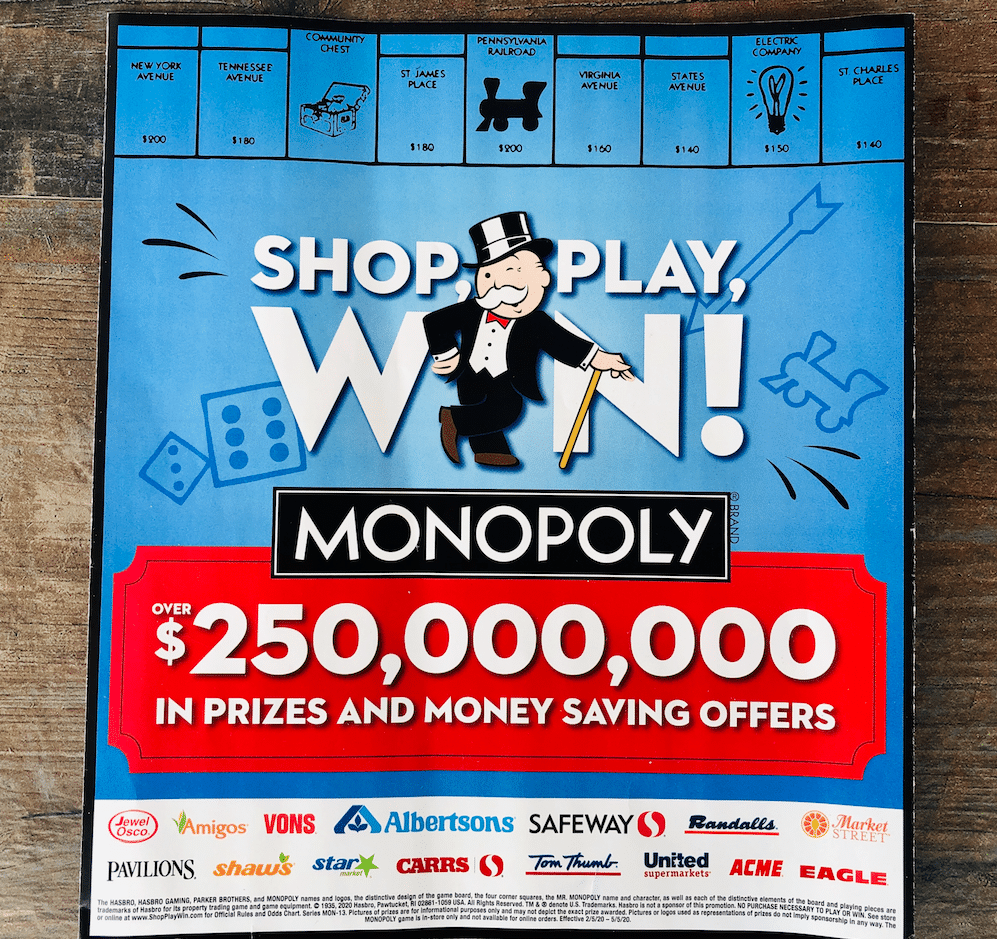 Safeway Monopoly Rare Game Pieces Needed To Shop Play Win Super Safeway