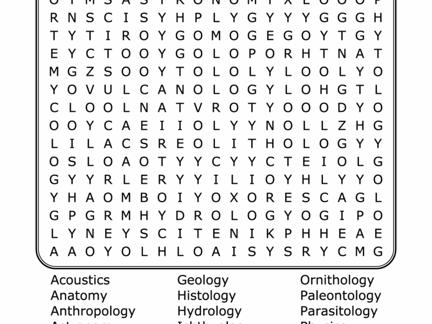 Science Disciplines Word Search