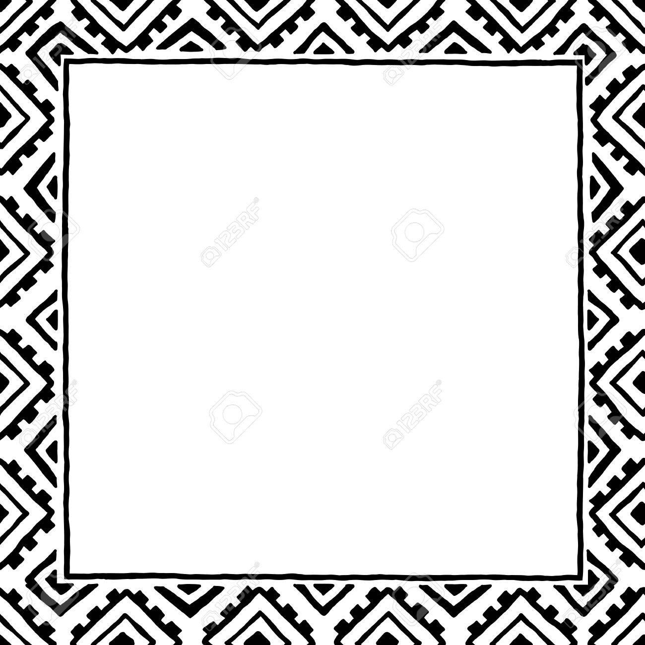 Square Frame Background Pattern Empty Place For Your Text Black And White Print Geometrical Ornament Ethnic And Tribal Motifs Vector Illustration Royalty Free SVG Cliparts Vectors And Stock Illustration Image 81917011 