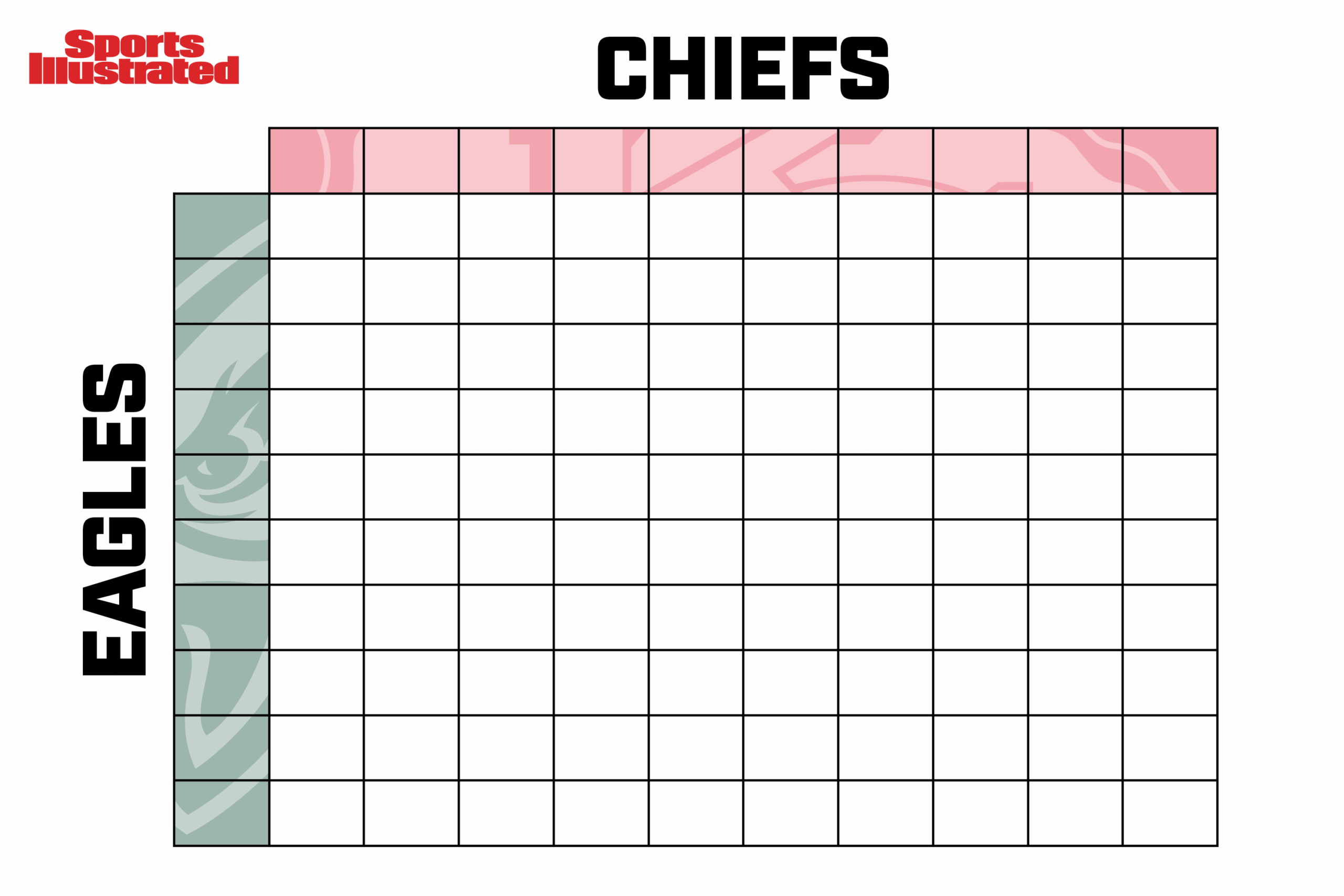 Super Bowl 2025 Squares Game Printable Downloadable Super Bowl Squares Sheet For Ch