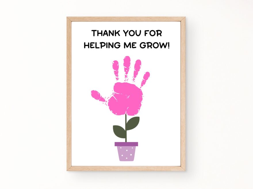 Thank You For Helping Me Grow Printable Teacher Appreciation Flower Handprint Art End Of Year Teacher Gift From Student Thank You Card Etsy