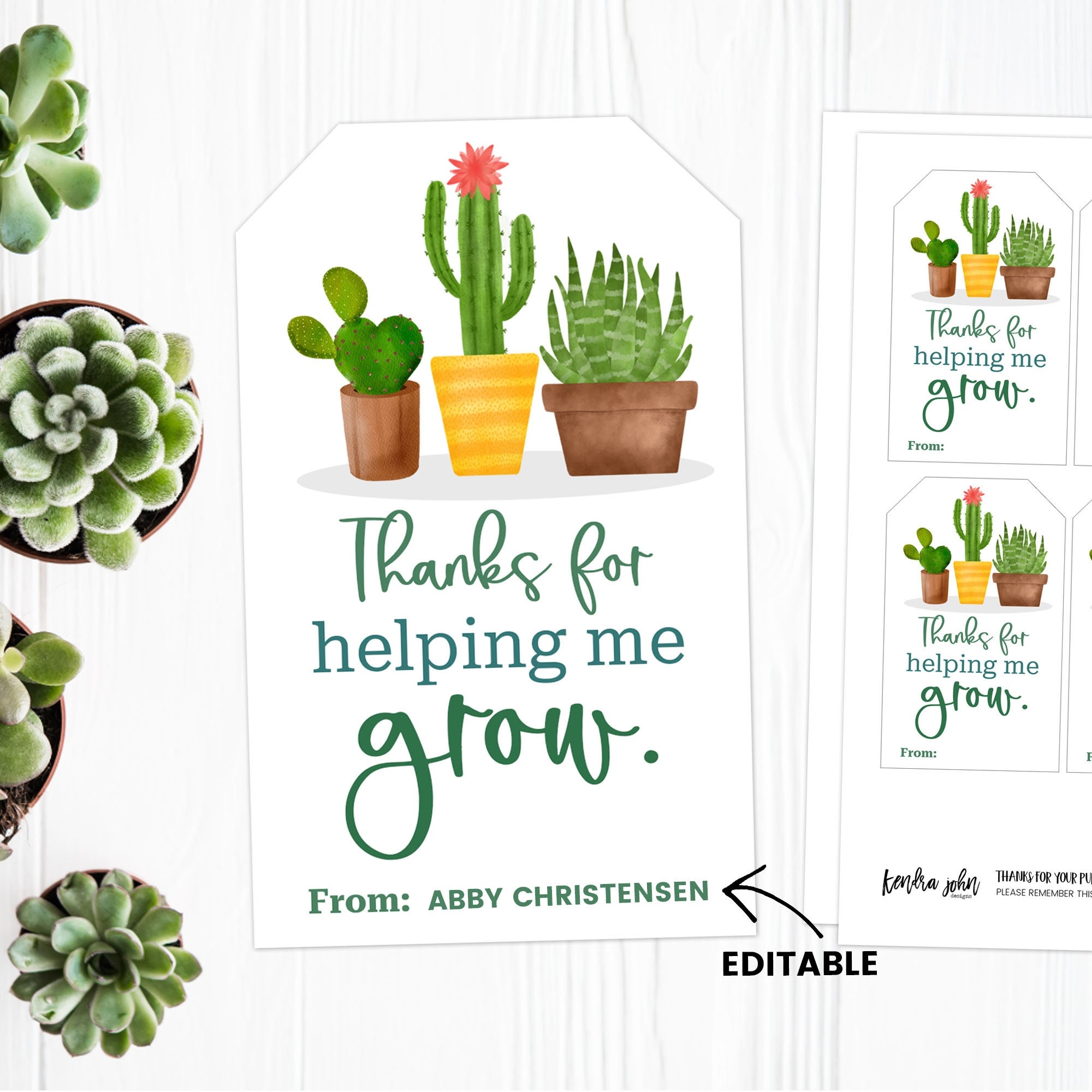 Thanks For Helping Me Grow Tag Teacher Appreciation Printable Tag Teacher Appreciation Idea Teacher Thank You Tag Plant Gift For Teacher Etsy