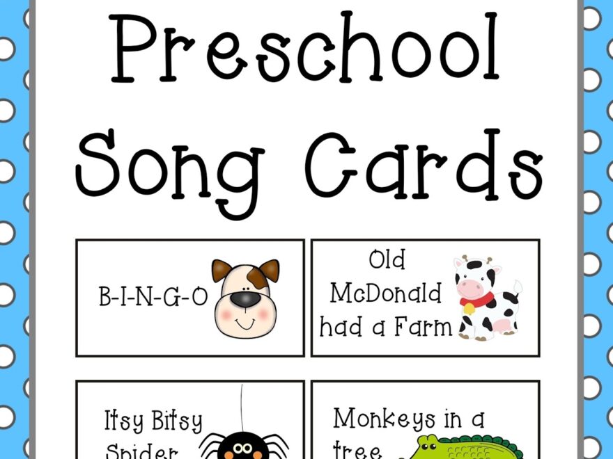 The Cozy Red Cottage 30 Preschool Song Cards free Printables