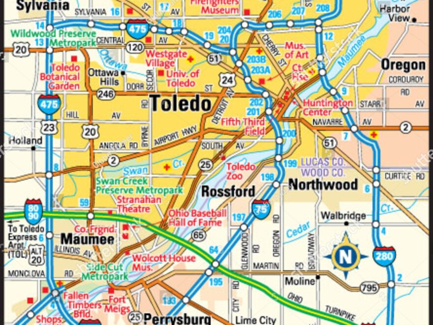 Toledo Ohio Area Map Stock Vector Royalty Free 144150100 Shutterstock