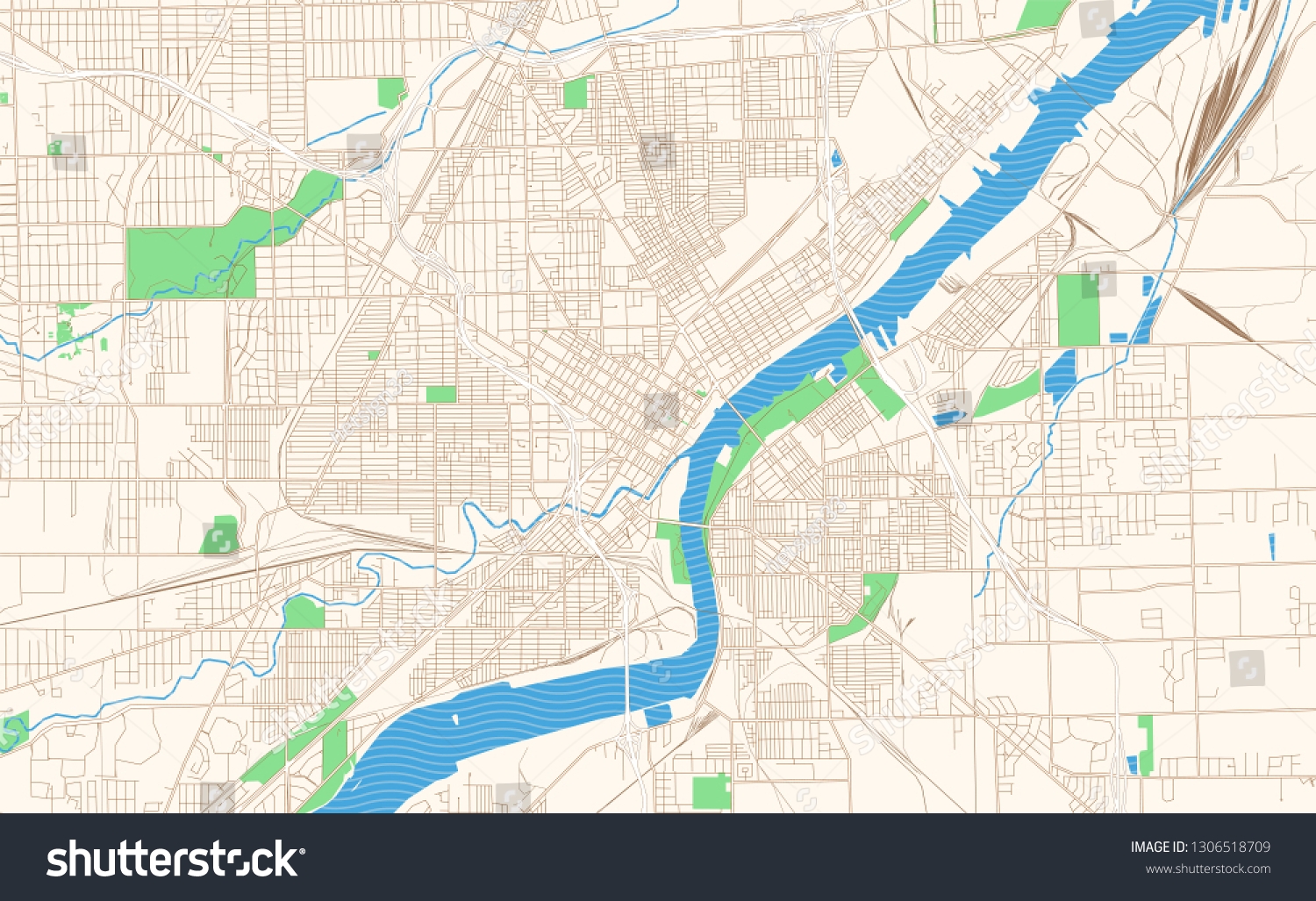 Toledo Ohio Printable Map Excerpt This Stock Vector Royalty Free 1306518709 Shutterstock
