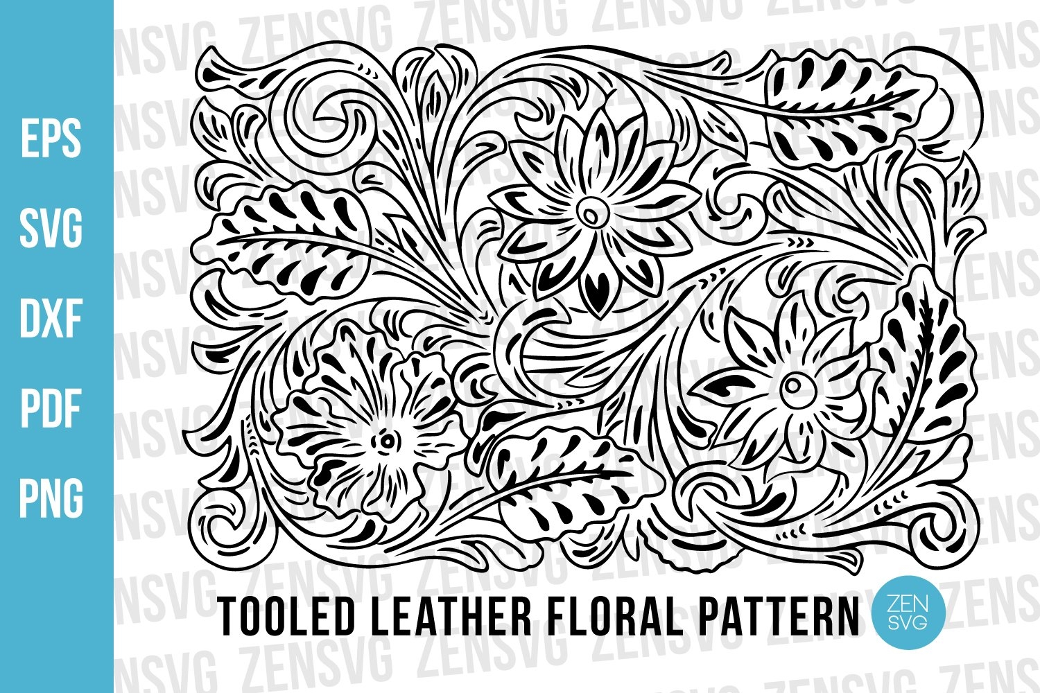 Tooled Leather Floral Pattern Cut File