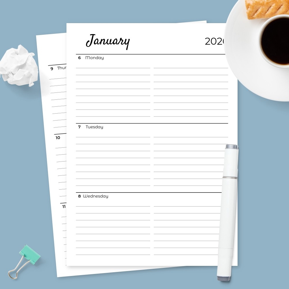 Two Page Weekly Planner Download Printable PDF