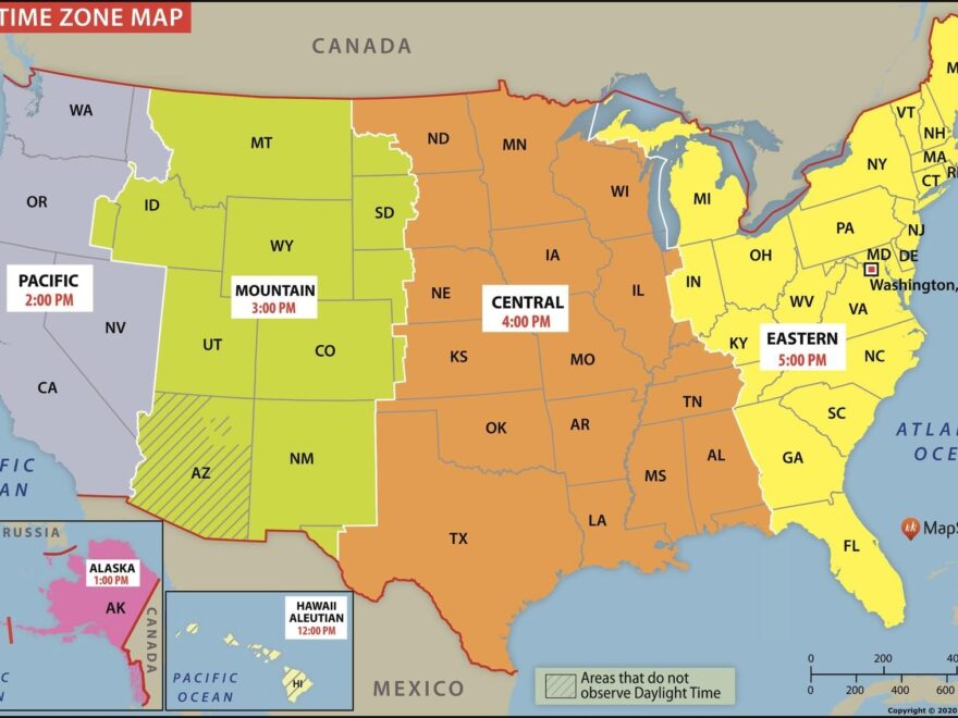 USA Time Zone Map Stanfords