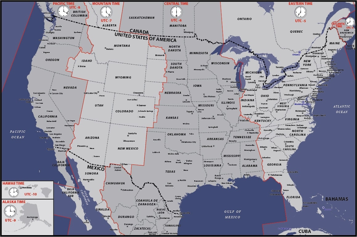 USA Time Zones Map Digital Vector Creative Force