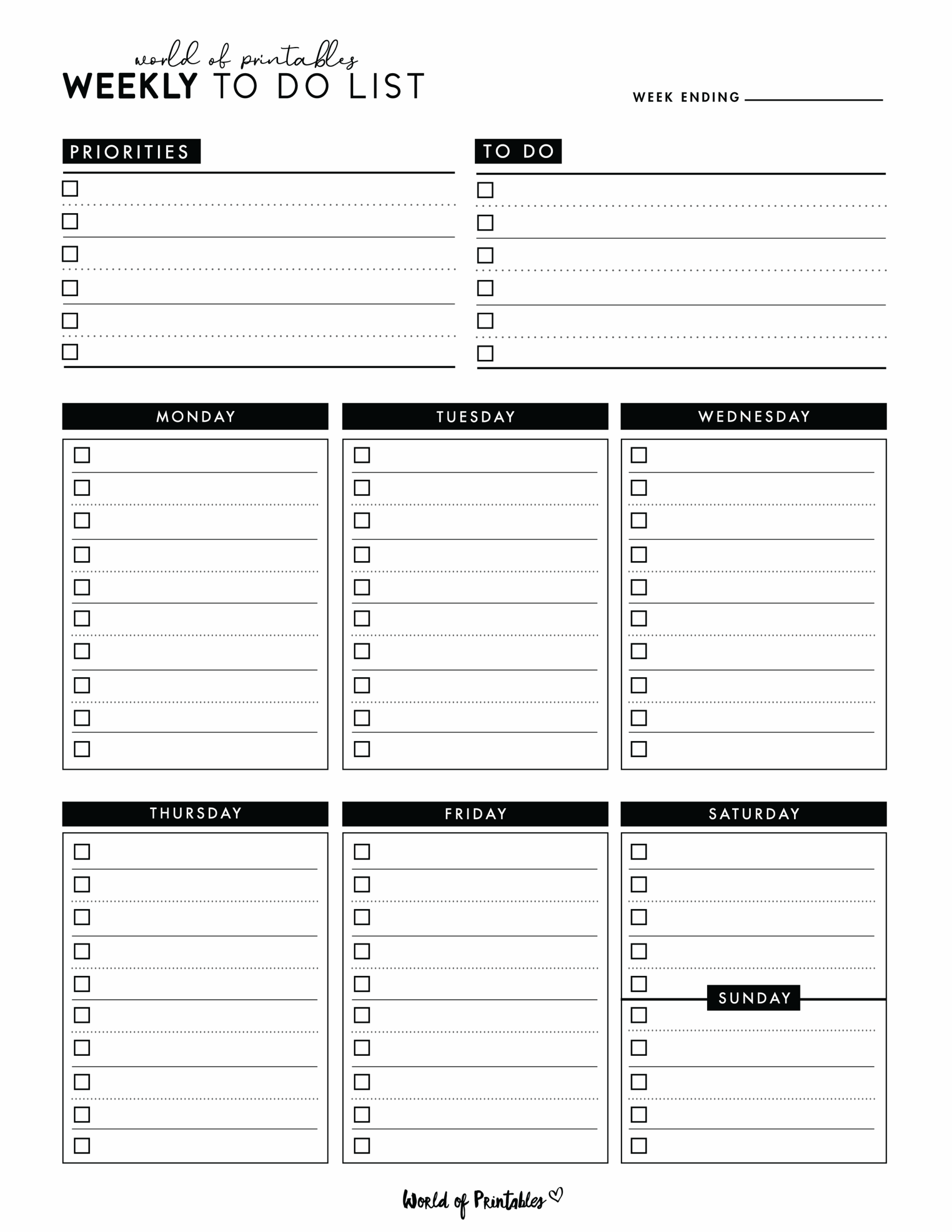 To Do List Templates Printable